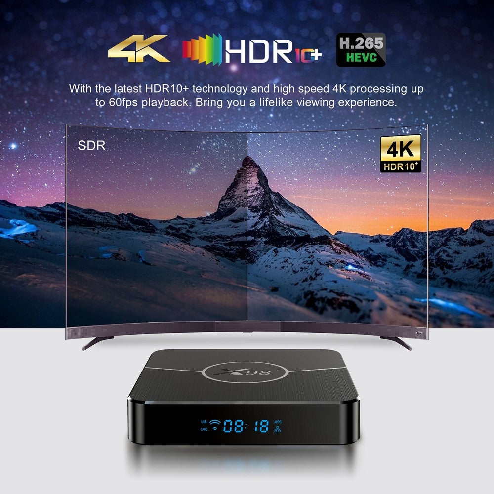 X98 Plus 2GB+16GB Android 11 Amlogic S905W2 Smart TV Box 4K 60fps 2.4G/5G Dual Band WiFi 100M Ethernet Media Player