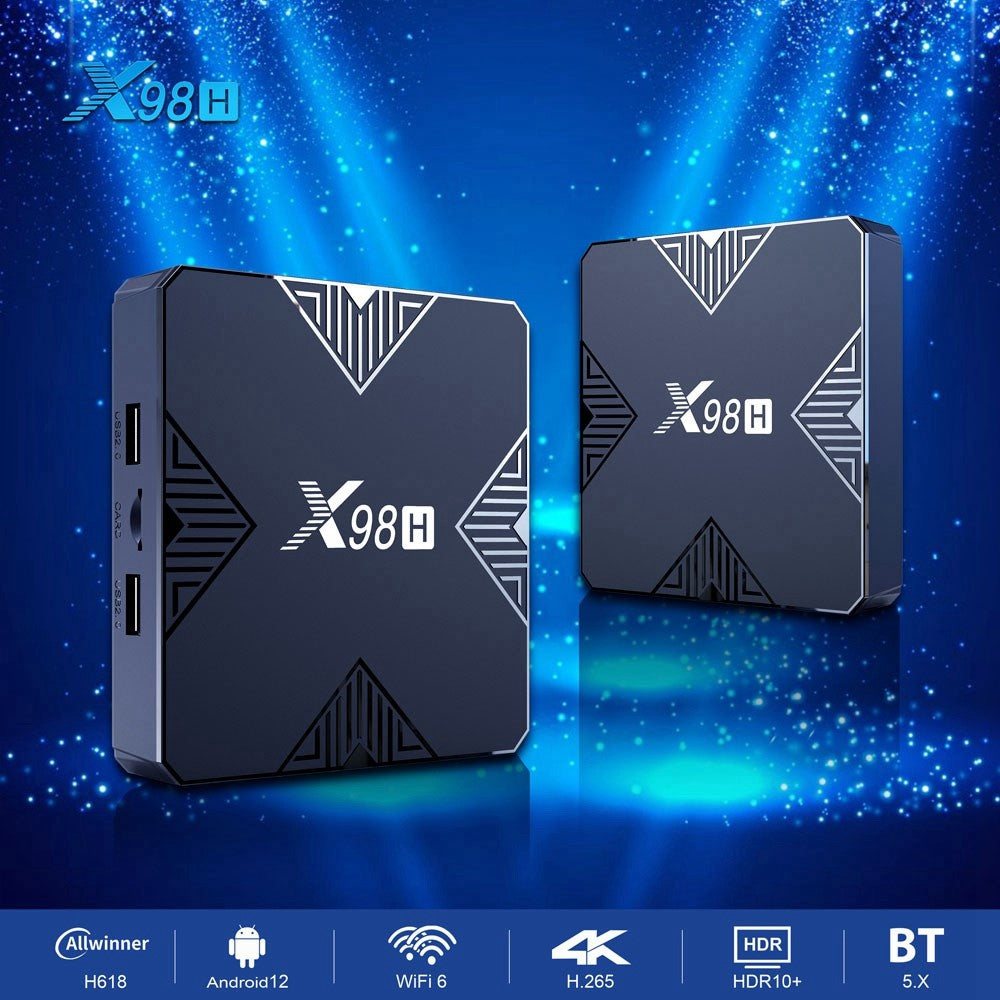 X98H Android 12.0 Smart TV Box Allwinner H618 Dual-Band Wifi6 2.4G / 5G WIFI HD 4K Media Player (2G+16G)