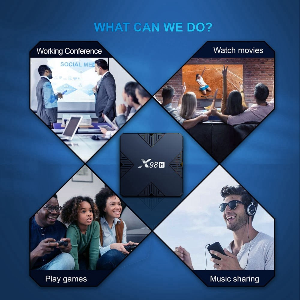 X98H Android 12.0 Smart TV Box Allwinner H618 Dual-Band Wifi6 2.4G / 5G WIFI HD 4K Media Player (2G+16G)