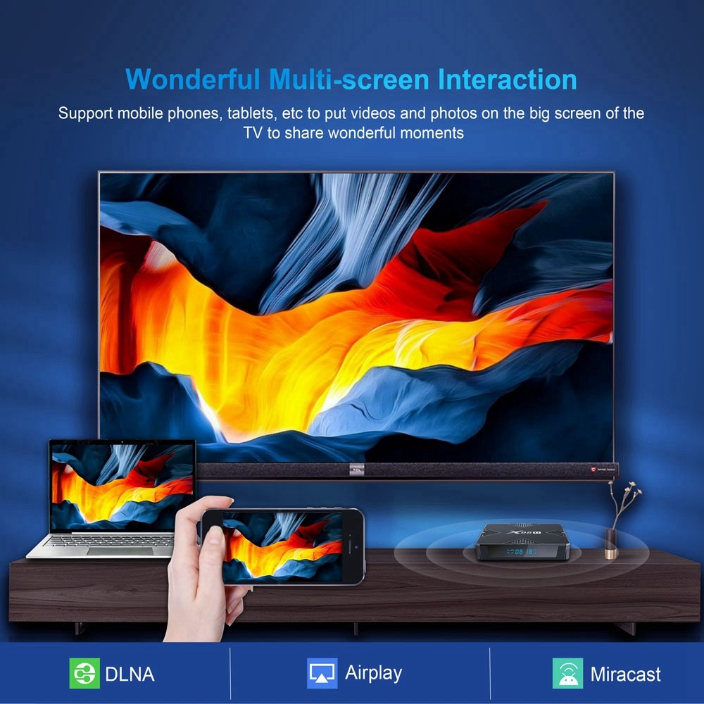 X98H Android TV Box 12.0 Allwinner H618 Quad-Core Streaming Media Player Support Dual WiFi 2.4GHz / 5GHz 4K Output 100M LAN Ethernet (4G+32G)