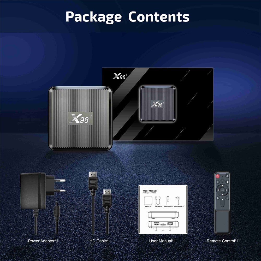 X98Q 2G+16G Smart TV Box 4K Media Player Android 11 Amlogic S905W2 4K 2.4G 5G WiFi H.265 3D Video Set Top Box Receiver