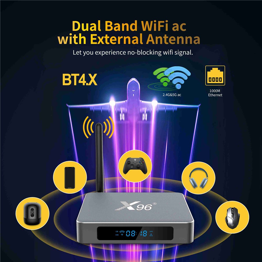 X96 X9 Smart Android TV Box 8K 1000M Amlogic S922X 2.4G / 5G Dual WiFi 4K Media Player DDR4 4GB 32GB Set Top Box