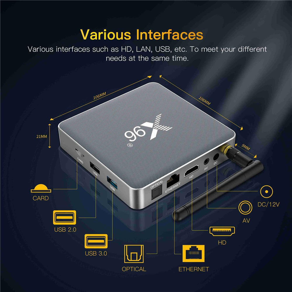 X96 X9 Smart Android TV Box 8K 1000M Amlogic S922X 2.4G / 5G Dual WiFi 4K Media Player DDR4 4GB 32GB Set Top Box