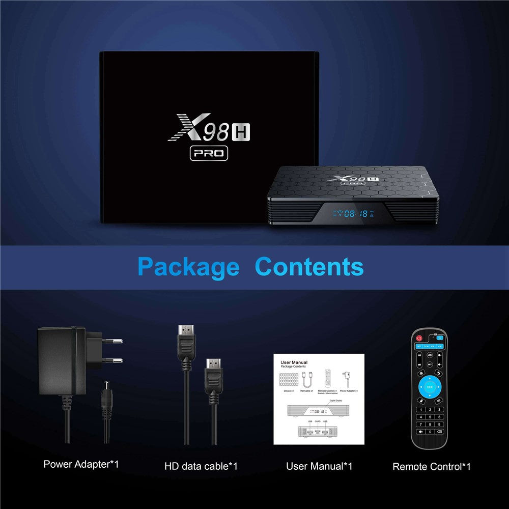 X98H Pro Smart TV Box Allwinner BT5 Android 12 2.4G / 5.8G Dual-Band WiFi6 1000M Ethernet Media Player 6K Video Output (4G+32G)
