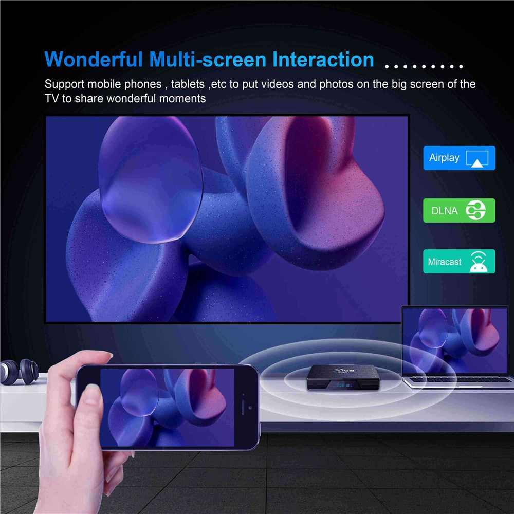 X98H Pro Smart TV Box Allwinner BT5 Android 12 2.4G / 5.8G Dual-Band WiFi6 1000M Ethernet Media Player 6K Video Output (4G+32G)