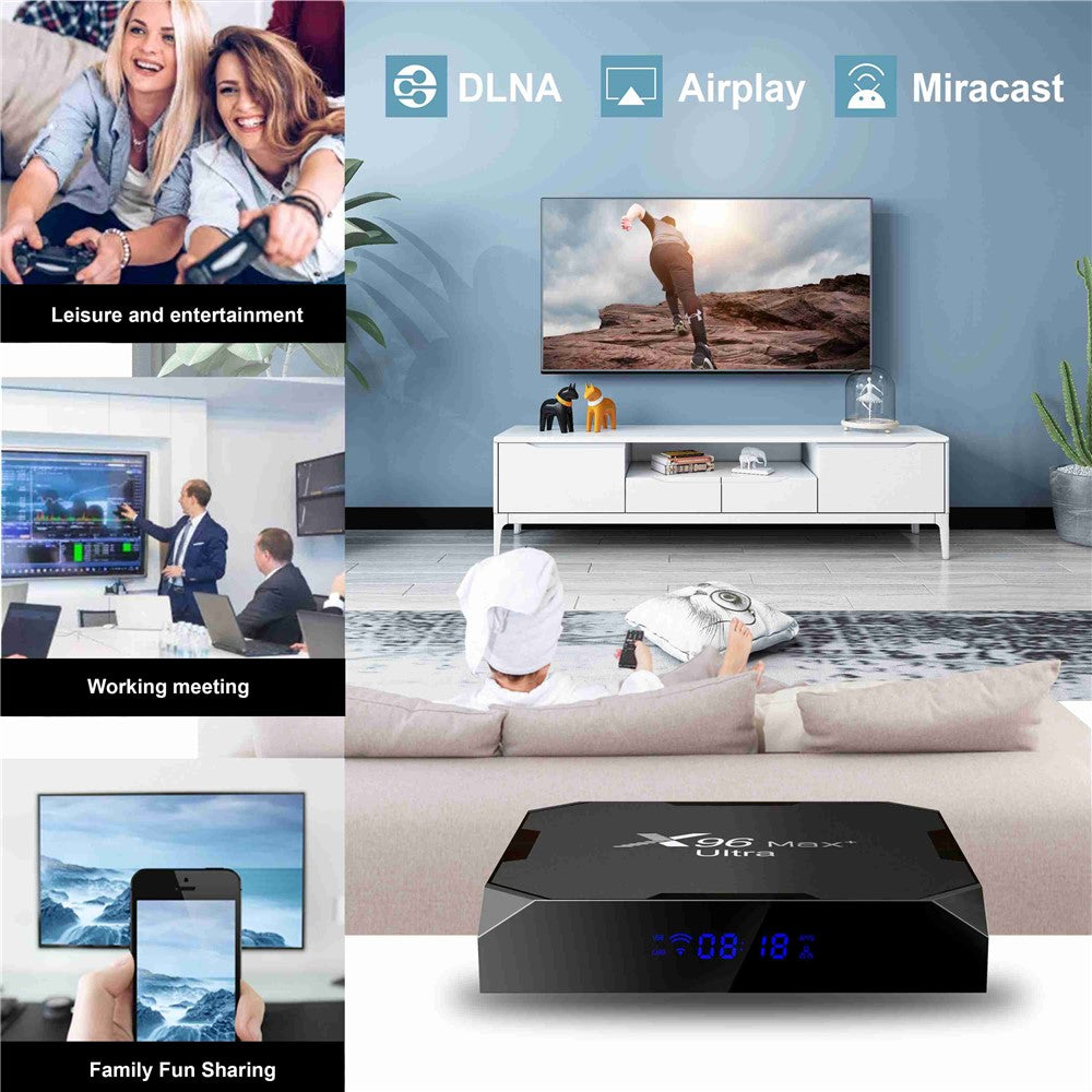 X96Max+ Ultra 2.4 / 5G Dual WiFi 8K TV Box Amlogic S905X4 Quad Core Android 11.0 4G 64G AV H.265 Media Player Set Top Box