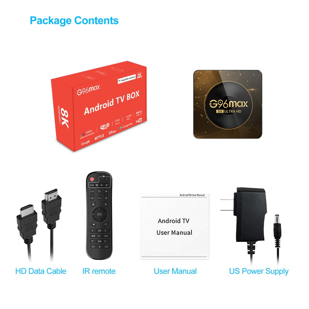 G96max Android 13.0 4+32GB 8K Ultra HD Smart TV Box WiFi 6 Bluetooth-compatible Remote Control TV Box (CE Certified)