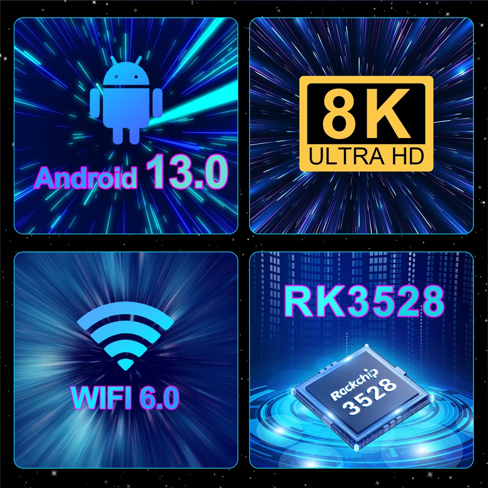 G96max Android 13.0 4+32GB 8K Ultra HD Smart TV Box WiFi 6 Bluetooth-compatible Remote Control TV Box (CE Certified)
