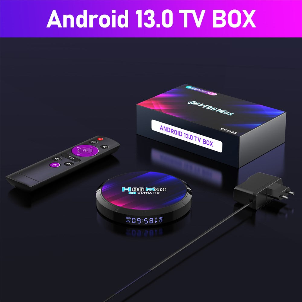 H96 Max Network Set-Top Box 4GB RAM 32GB ROM Android 13.0 RK3528 WiFi6 Ultra HD TV Box