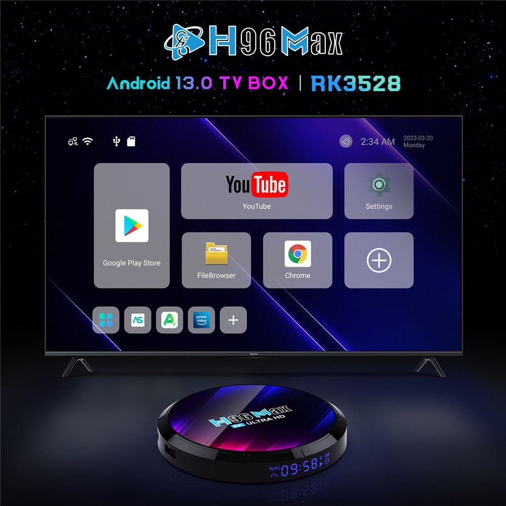 H96 Max Network Set-Top Box 4GB RAM 32GB ROM Android 13.0 RK3528 WiFi6 Ultra HD TV Box