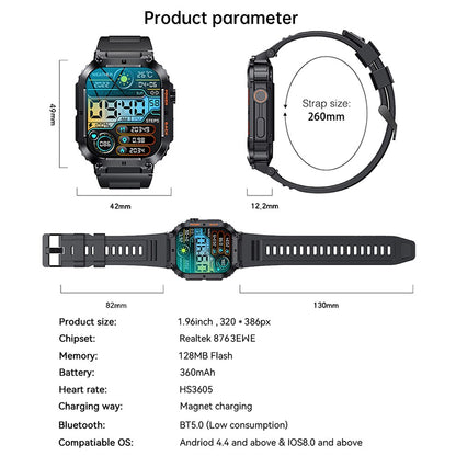 K57 Pro Smartwatch 1,96 Zoll mit Bluetooth-Anruffunktion und Gesundheitsüberwachung