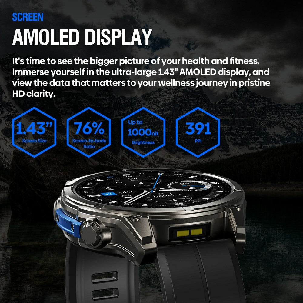 ZEBLAZE Vibe 8 Smartwatch: 1,43" AMOLED, Anruffunktion, Outdoor & Taschenlampe