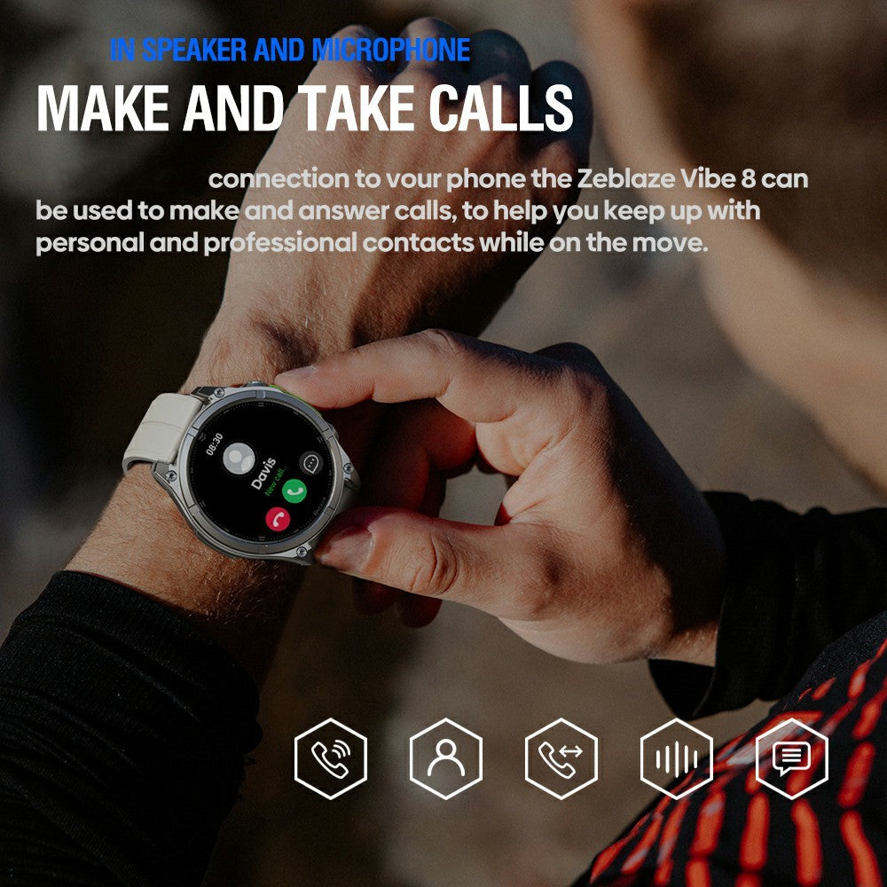ZEBLAZE Vibe 8 Smartwatch: 1,43" AMOLED, Anruffunktion, Outdoor & Taschenlampe