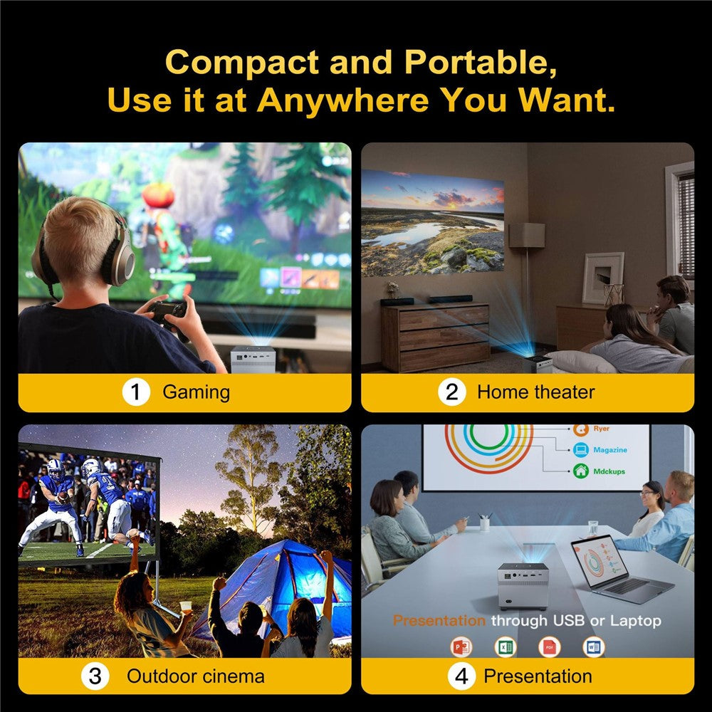 X3 Mini Projector WiFi Bluetooth-compatible Portable Home Theater Video Projector