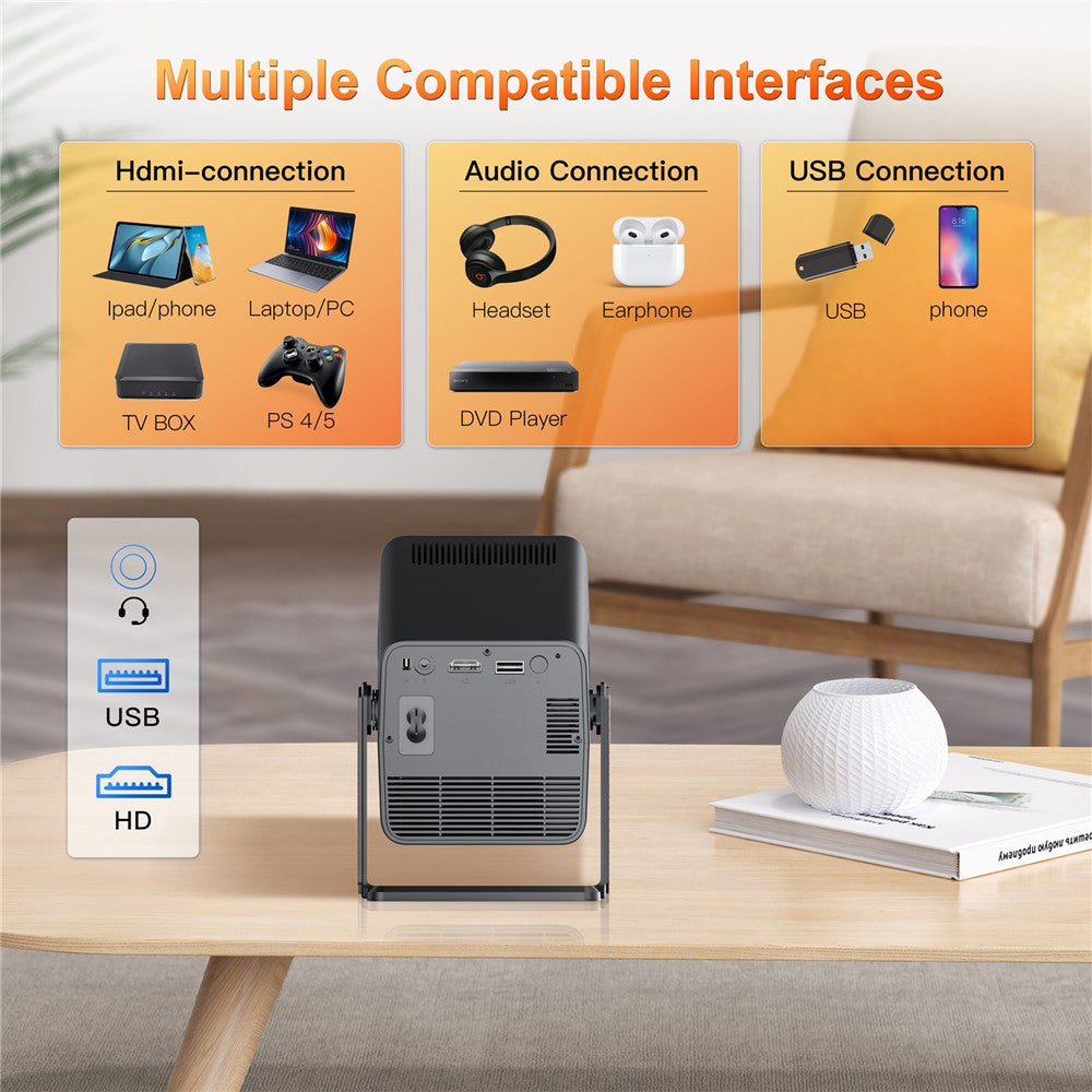HM103-A Dual-Band Bluetooth-compatible 5.0 1080P Auto Focus Projector with 270-Degree Adjustable
