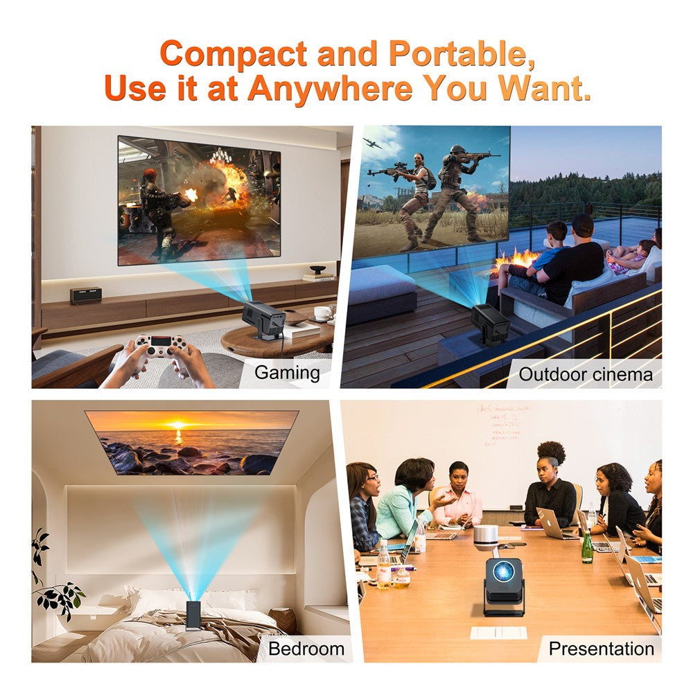 HM103-B Dual-Band Bluetooth-compatible 5.0 1080P Auto Focus Projector with 270-Degree Adjustable