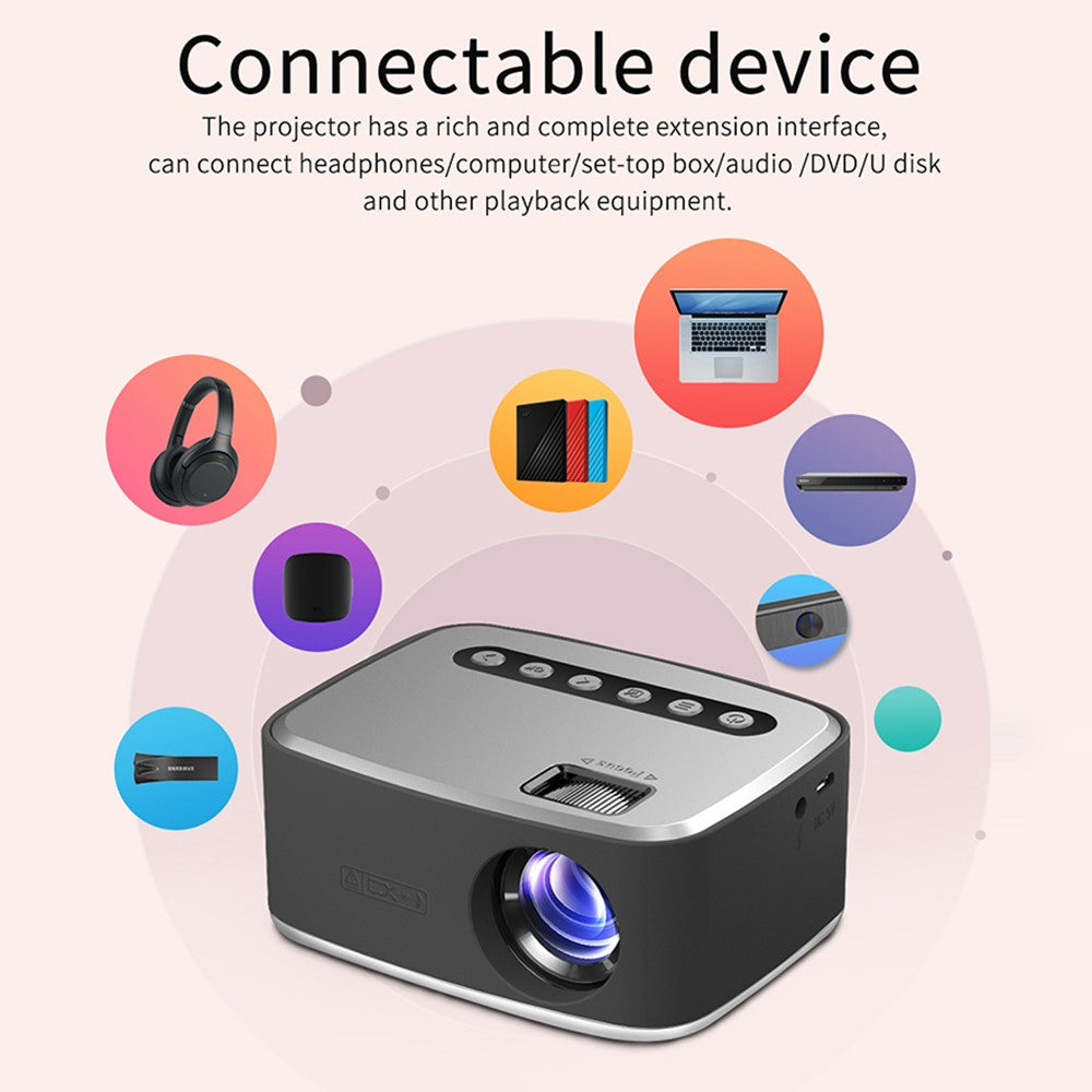 T20 Mini LED Projector 1080P Home Theater Media Player Video Beamer Support TF Card U-Disk