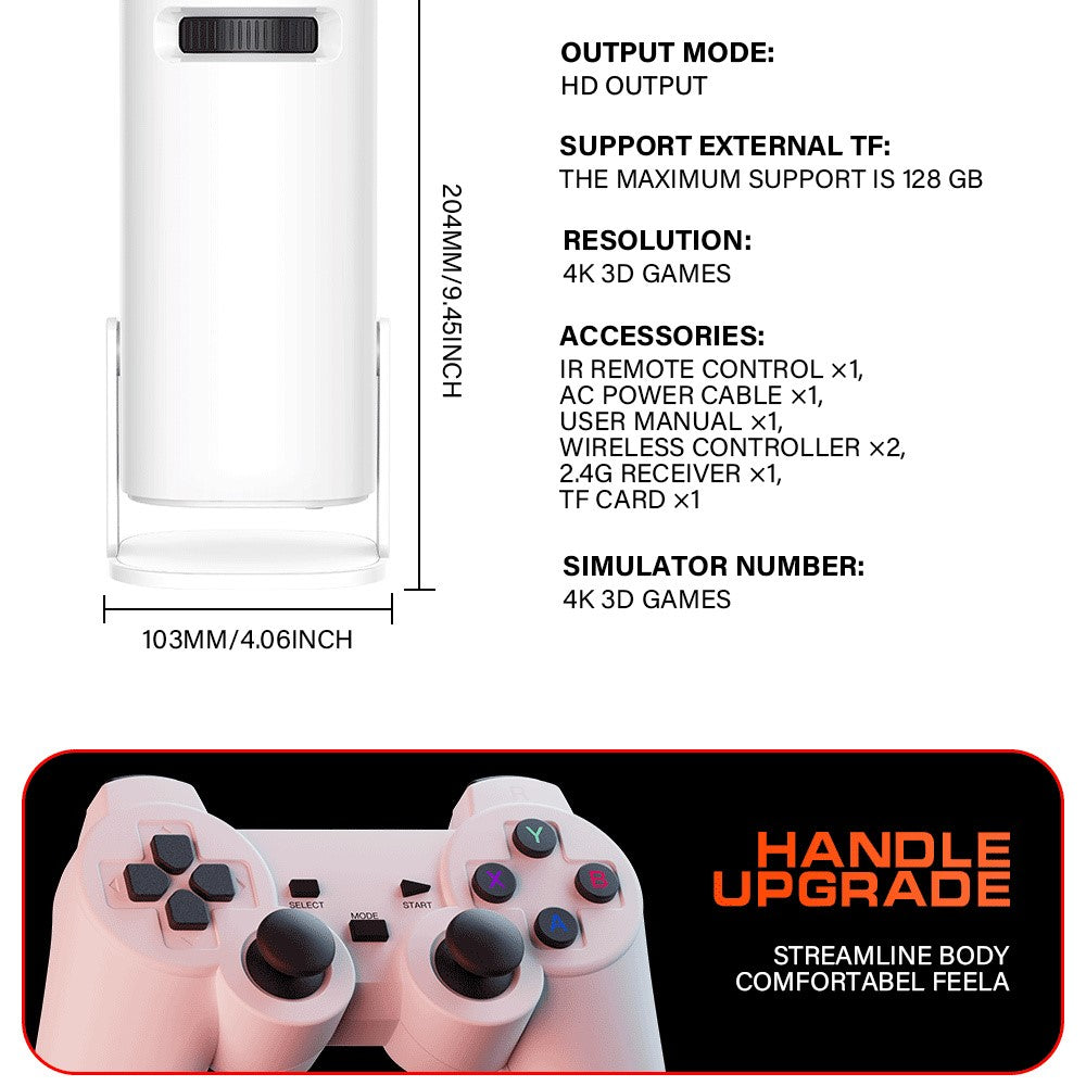 P30MAX Portable Gaming Projector with 2 Controller 720P HD Android 11 36000+ Games Screen Projection Device
