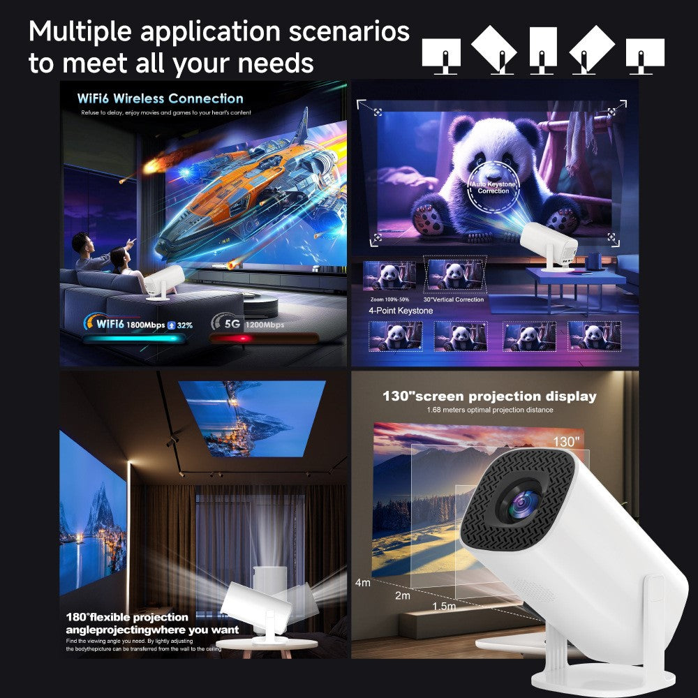 P30Plus Portable Gaming LED Projector 1280x720P 150 ANSI Lumens Android 14 Game Projector
