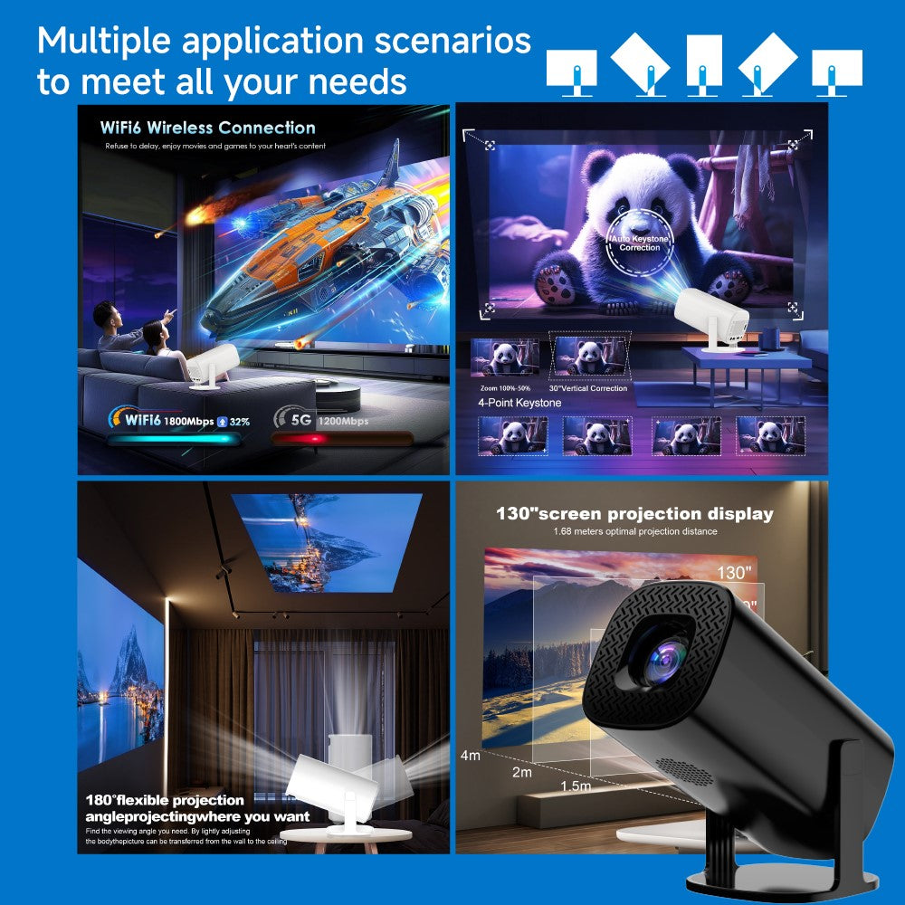 P30 Ultra Portable LED Gaming Projector 150 ANSI Lumens Android 11 WiFi Bluetooth-Compatible Game Projector
