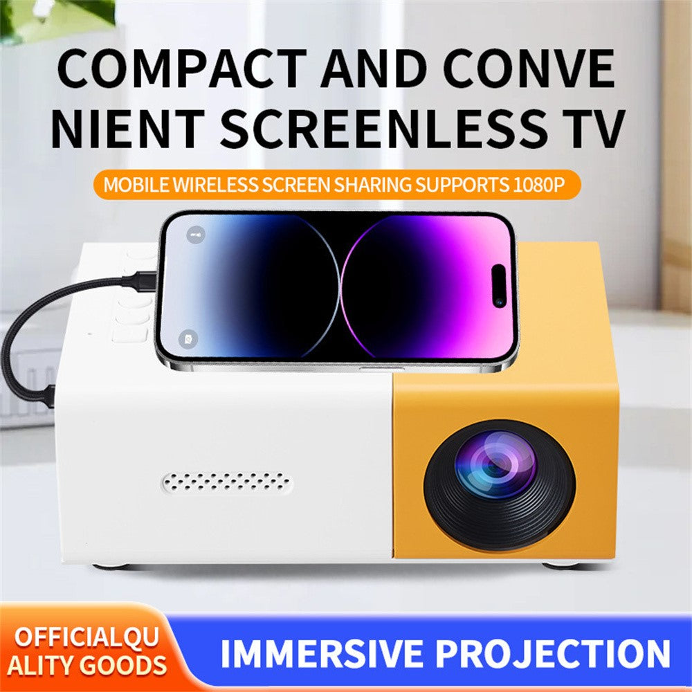 YG300S Mini Beamer HD Portabel LED mit Screen Mirroring, 1080P für Zuhause & Wohnheim