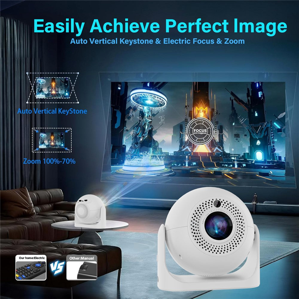 JY360 Football Shape Portable Projector Android 13.0 Auto Focus Mini Projector 2.4G  /  5G WiFi 6 for Home Theater