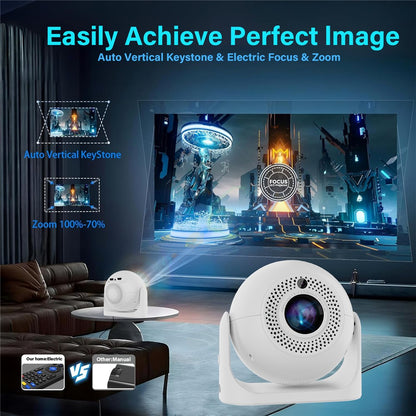 JY360 Football Shape Portable Projector Android 13.0 Auto Focus Mini Projector 2.4G  /  5G WiFi 6 for Home Theater