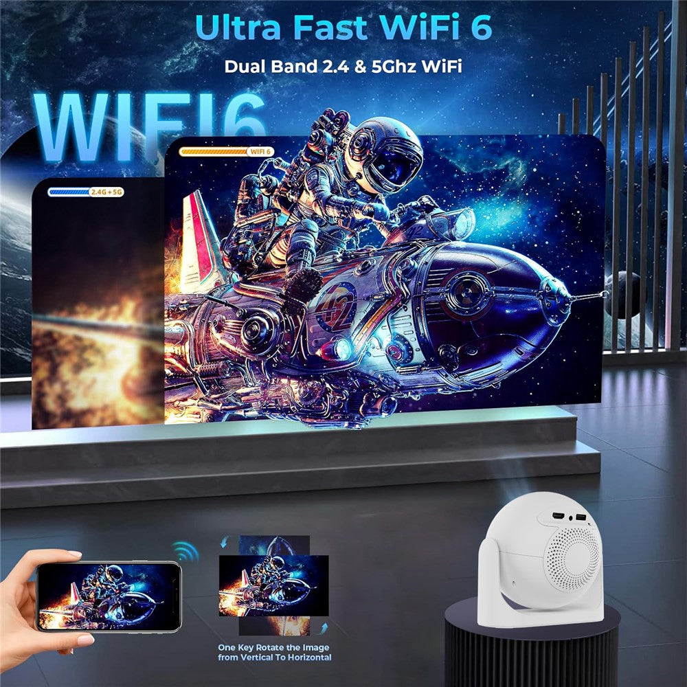 JY360 Football Shape Portable Projector Android 13.0 Auto Focus Mini Projector 2.4G  /  5G WiFi 6 for Home Theater