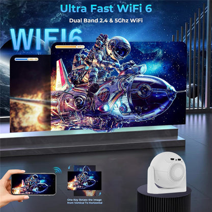JY360 Football Shape Portable Projector Android 13.0 Auto Focus Mini Projector 2.4G  /  5G WiFi 6 for Home Theater