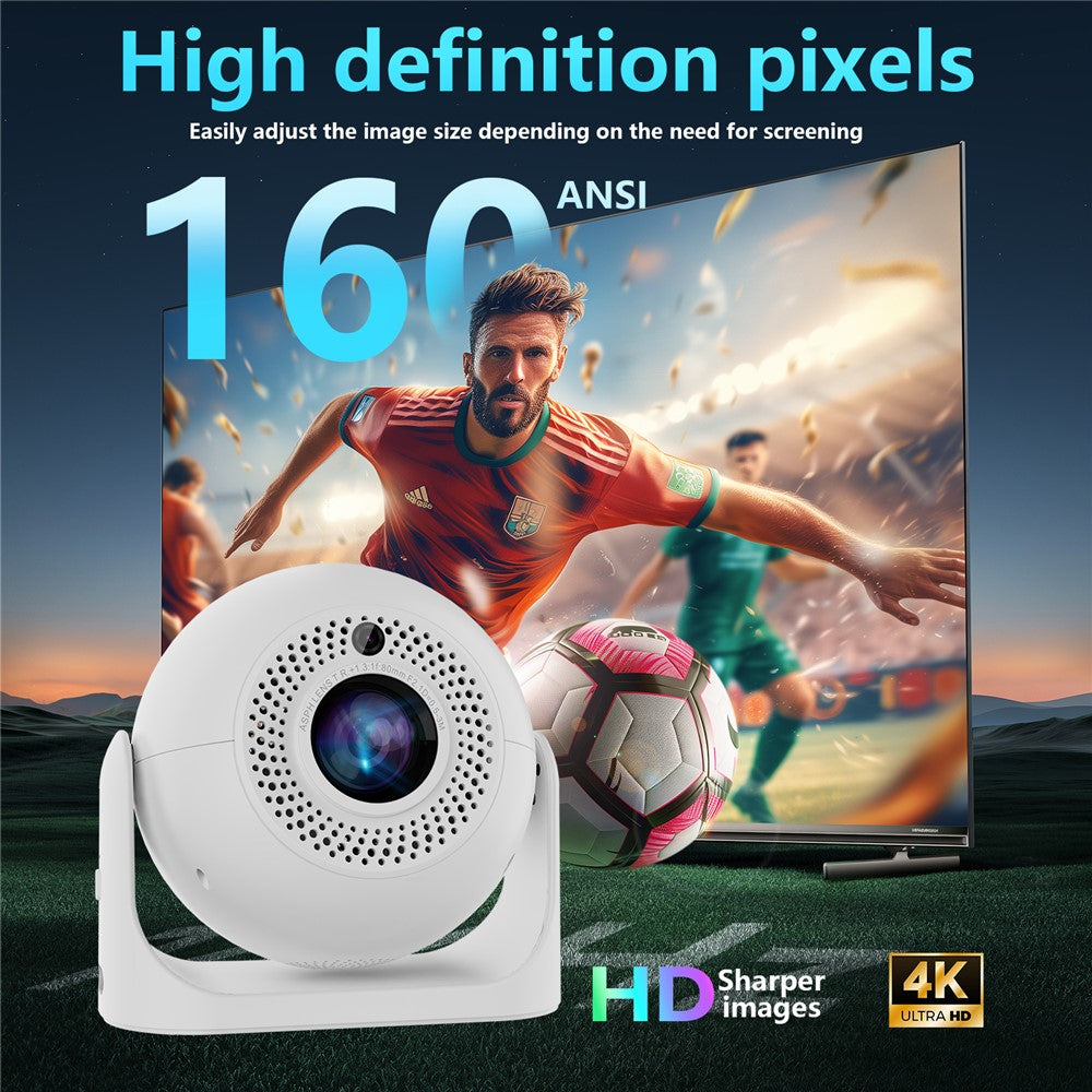 JY360 Football Shape Portable Projector Android 13.0 Auto Focus Mini Projector 2.4G  /  5G WiFi 6 for Home Theater