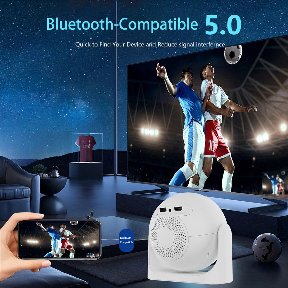JY360 Football Shape Portable Projector Android 13.0 Auto Focus Mini Projector 2.4G  /  5G WiFi 6 for Home Theater