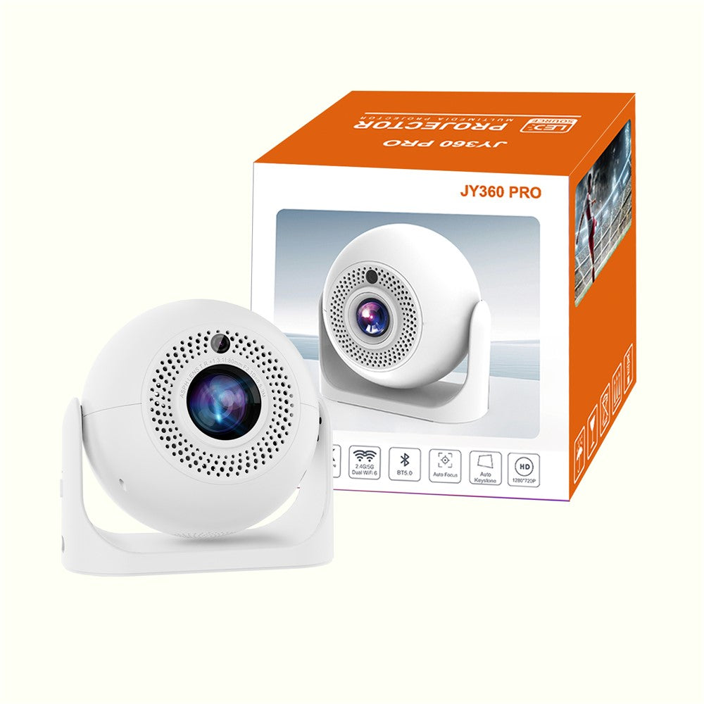 JY360 Football Shape Portable Projector Android 13.0 Auto Focus Mini Projector 2.4G  /  5G WiFi 6 for Home Theater