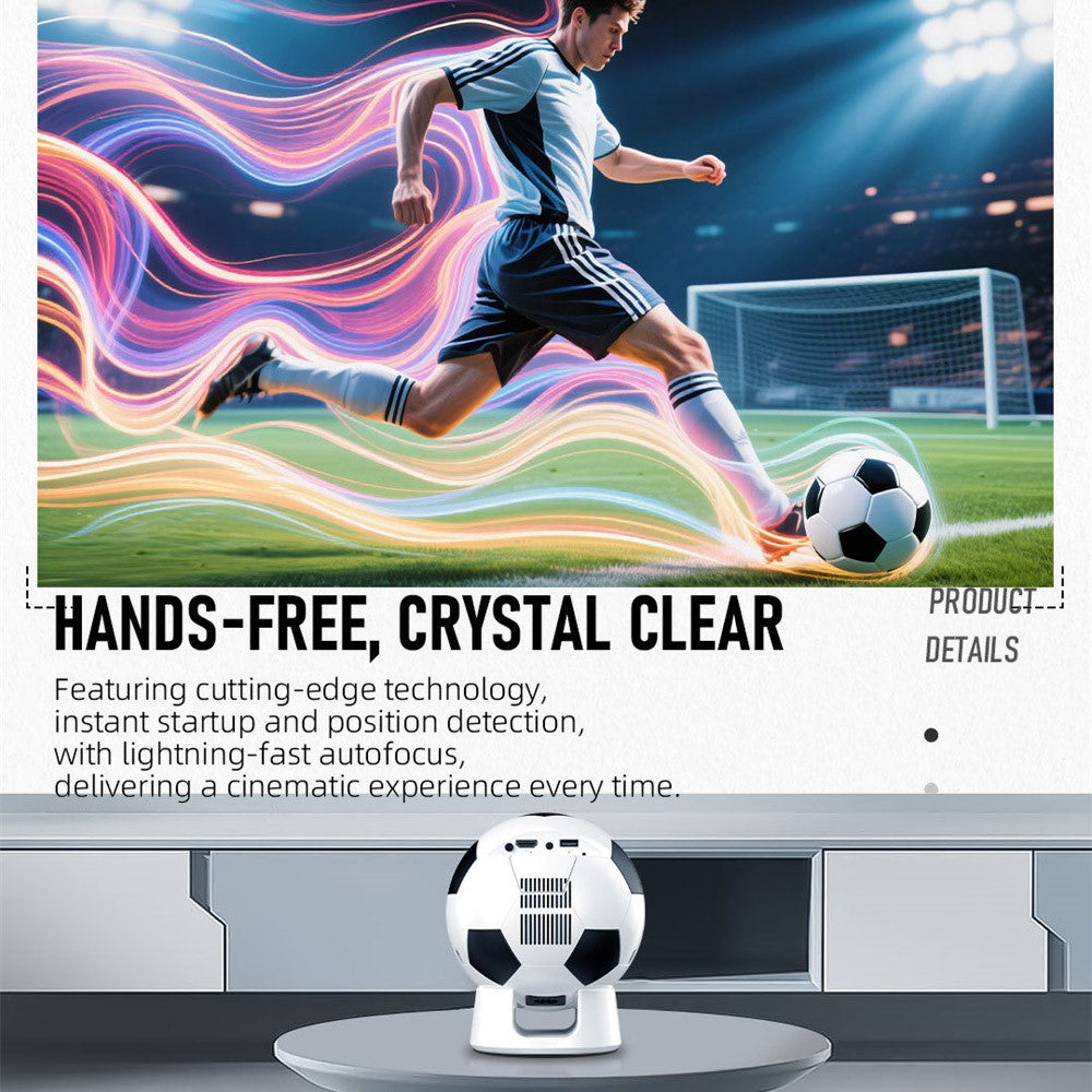 YT600 Football Design Projector Android 13.0 720P Portable Mini Projector with 2.4G / 5G WiFi 6 BT5.4 170 ANSI for Home Theater