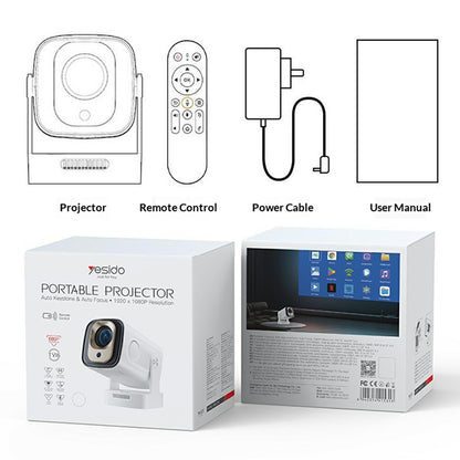 YESIDO TV16 1080P Projector Auto Focus Bluetooth-Compatible 5.4 Smart Home Theater System