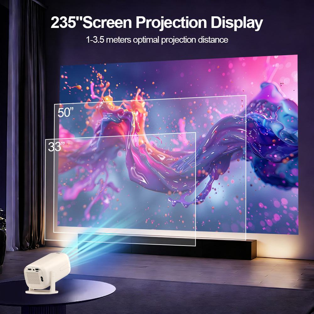 V5 Smart Video Projector Android 14 Automatic Keystone Correction WiFi / Bluetooth-compatible Mini Home Theater, 1+8GB