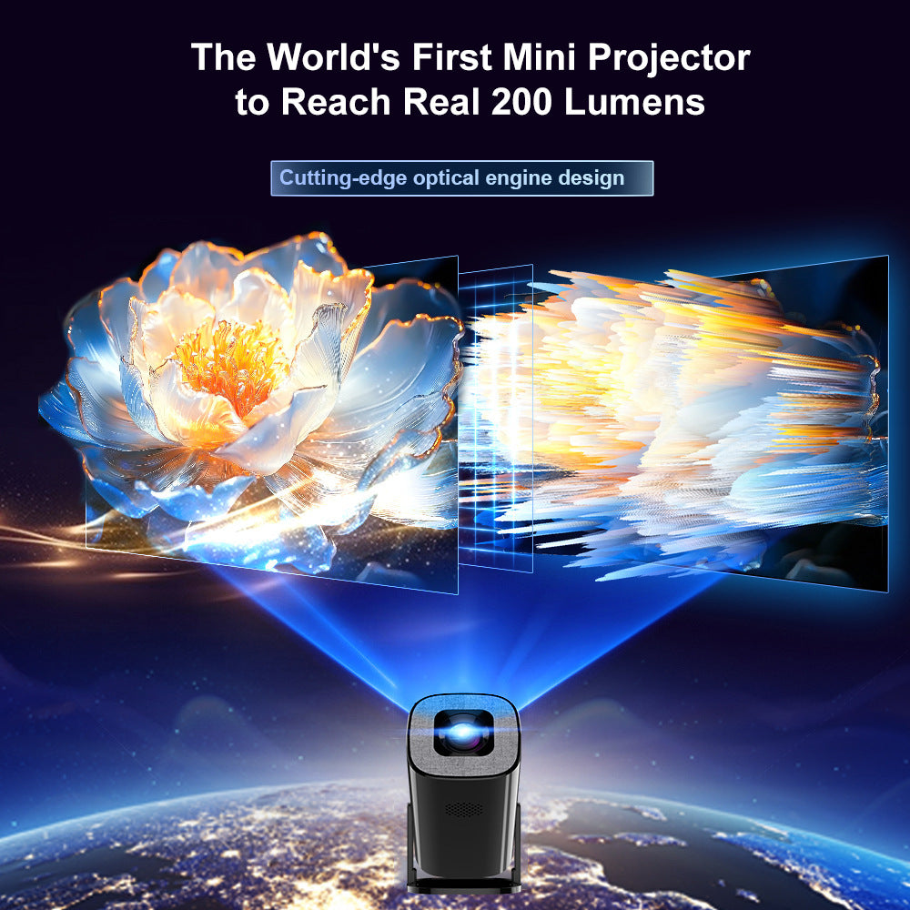 V1 Smart Video Projector 200 ANSI Android 14 Automatic Keystone Correction WiFi / Bluetooth-compatible Home Theater, 1+8GB