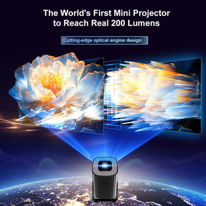 V1 Smart Video Projector 200 ANSI Android 14 Automatic Keystone Correction WiFi / Bluetooth-compatible Home Theater, 1+8GB