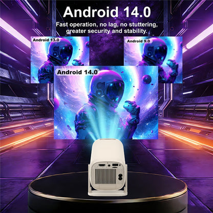V2-Collita Mini Projector Allwinner H135 Android 14.0 200 Lumens HD 4K Support 180° Projection for Home Entertainment