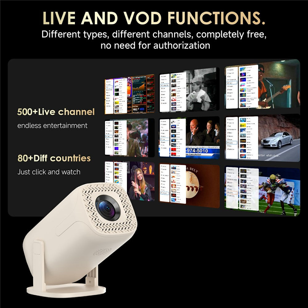 V2-Collita Mini Projector Allwinner H135 Android 14.0 200 Lumens HD 4K Support 180° Projection for Home Entertainment