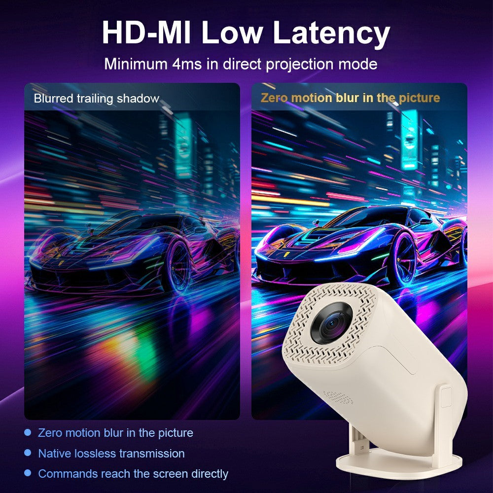 V2-Collita Mini Projector Allwinner H135 Android 14.0 200 Lumens HD 4K Support 180° Projection for Home Entertainment