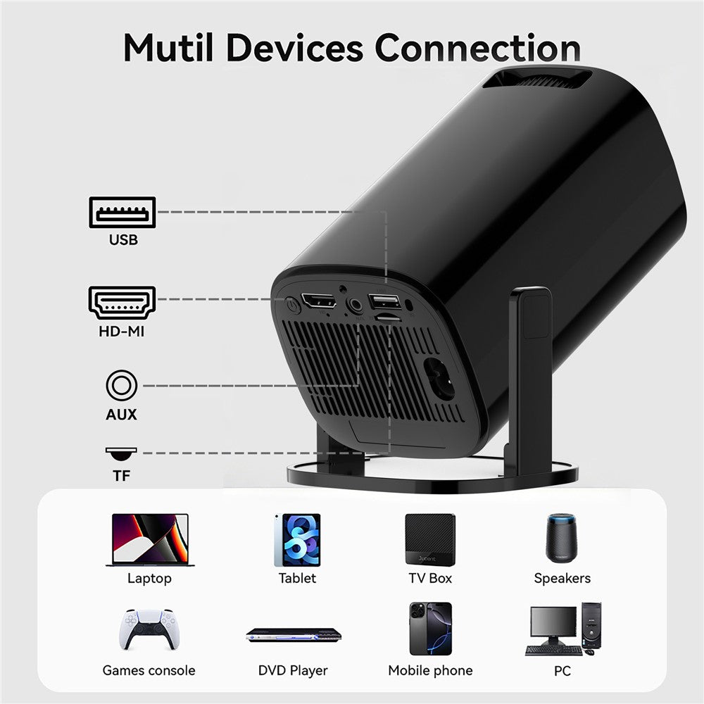 U1 4K Projector with Retro Gaming Console Allwinner H723 Android 14 200 Lumens 36000+ Games Screen Projection Device for Home Theater