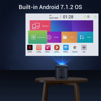 HOTACK D048A Screen-Mirroring Full HD Projector Portable Android 7.1.2 854*480 0.2'' DMD 1.35:1 Throw Ratio Home Smart Projector