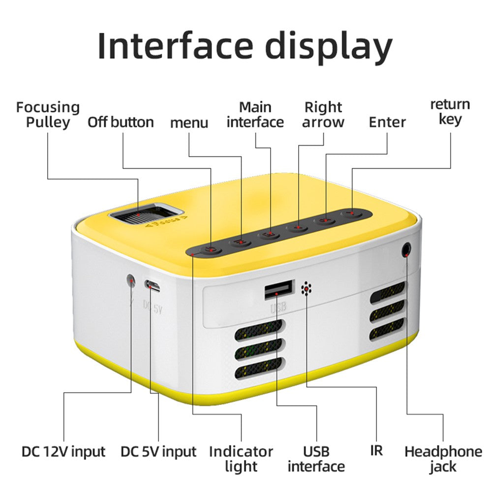 T20 HD 1080P Mini Projector Remote Control LED Video Projector Office Home Theatre Device