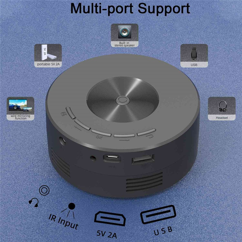 YT200 USB Rechargeable Mini Projector Portable Movie Projector with Synchronize Smartphone Screen 320x180 Resolution