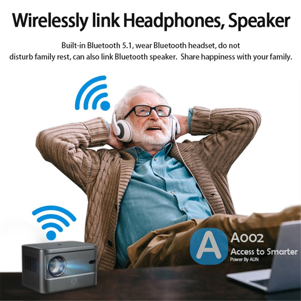 AUN A002 Portable Home Theater Projector Android 9.0 HD Video Screen Mirroring WiFi Bluetooth-compatible LED Projector