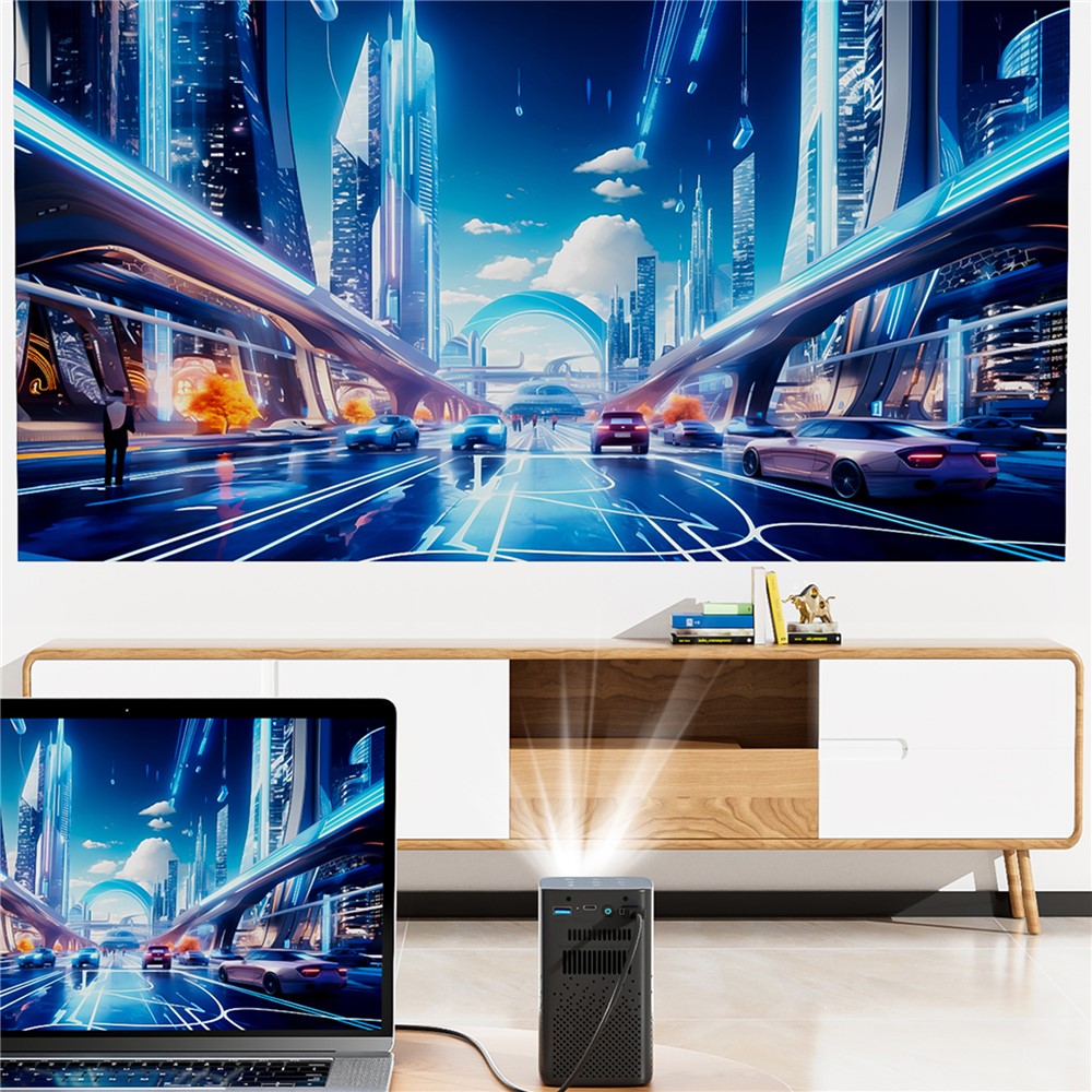 C900 Android 9.0 WiFi Mini DLP Projector 960x540P High Definition Pocket Home Theater