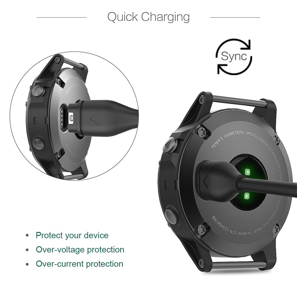 Ladekabel 1m für Garmin Fenix, Forerunner, Vivoactive, Venu - USB-C Smartwatch-Ladegerät