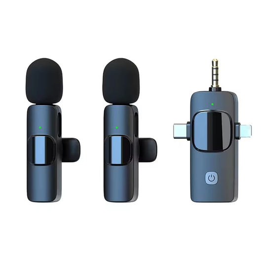 K15 3-in-1 Funk-Lavalier-Mikrofon mit Geräuschunterdrückung | USB-C Mikrofon für Smartphone, Computer, Kamera