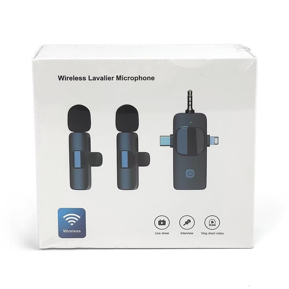 K15 3-in-1 Funk-Lavalier-Mikrofon mit Geräuschunterdrückung | USB-C Mikrofon für Smartphone, Computer, Kamera