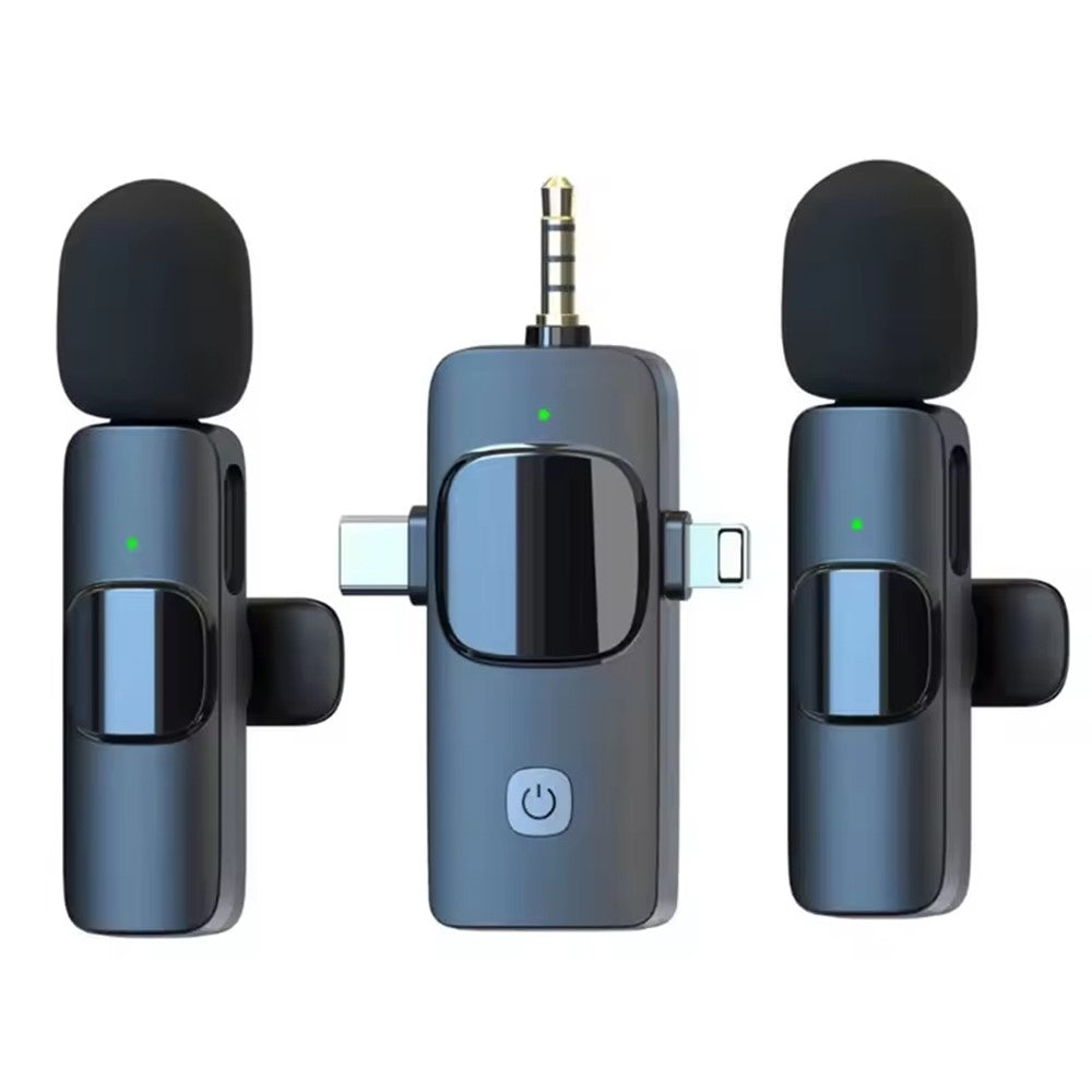 K15 3-in-1 Funk-Lavalier-Mikrofon mit Geräuschunterdrückung | USB-C Mikrofon für Smartphone, Computer, Kamera